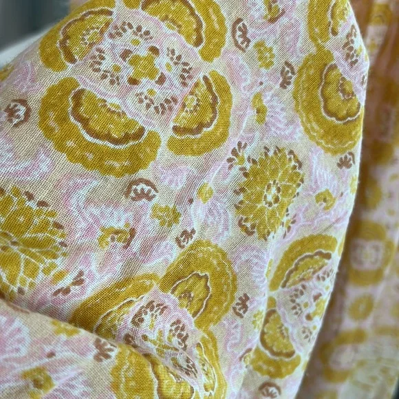 Free People Pink and Yellow Wide Leg Printed Pants - Picture 12 of 16